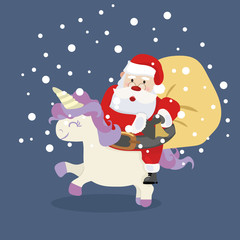 Santa claus with Cute unicorn