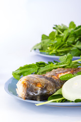 Grilled Fish Served with Green