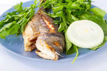 Grilled Fish Served with Green