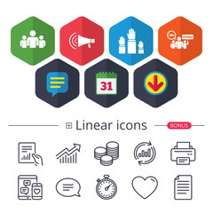 Strike group of people. Megaphone loudspeaker.