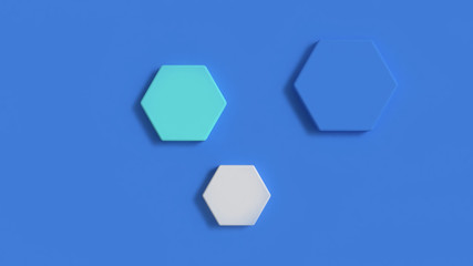 Fototapeta na wymiar hexagon green white blue background 3d rendering