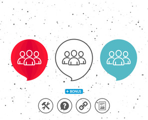 Group line icon. Users or Teamwork sign.