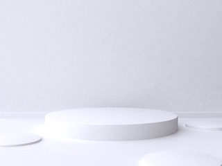 circle podium abstract white scene 3d rendering