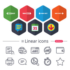 Way out icons. Left and right arrows symbols.