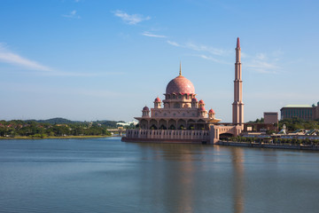 Putra Mosque at noon the famous mosque of Putrajaya, Malaysia