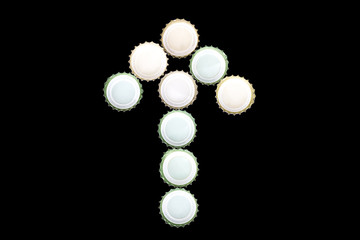 Pfeil nach oben aus Kronkorken