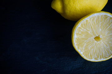 Bright and juicy lemon on the table