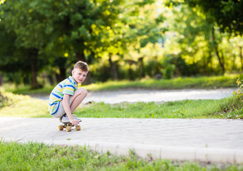 Boy riding a skateboard