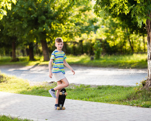Boy riding a skateboard