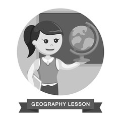 Geography teacher in circle black and white style