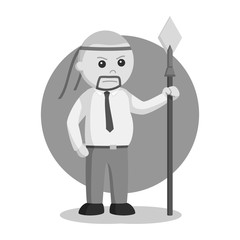 Office warrior with spear black and white style