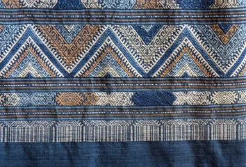 Foto auf Alu-Dibond Cotton ancient  textiles  / Thailand folk textiles   Traditional textiles made from natural pigments. a pattern of woven fabric that is unique to Thailand   © pattamod