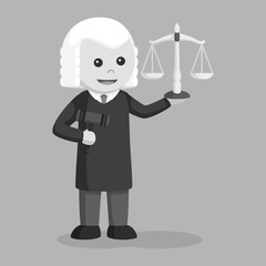 Judge with gavel and scale black and white style