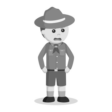 Angry boy scout black and white style