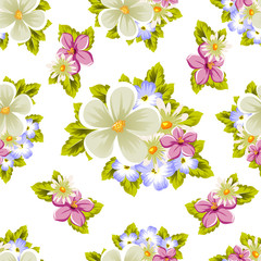 Obraz premium floral seamless pattern of several flowers. For design of cards, invitations, greeting for birthday, wedding, party, holiday, celebration, Valentine's day.