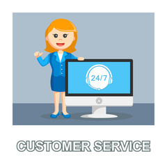Fototapeta na wymiar Businesswoman customer service photo text style