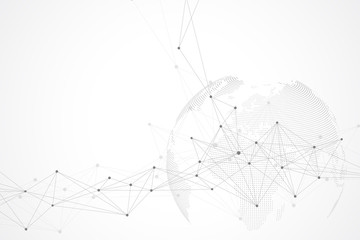 Virtual Graphic Background Communication with World Globe. A sense of science and technology. Digital data visualization. Vector illustration