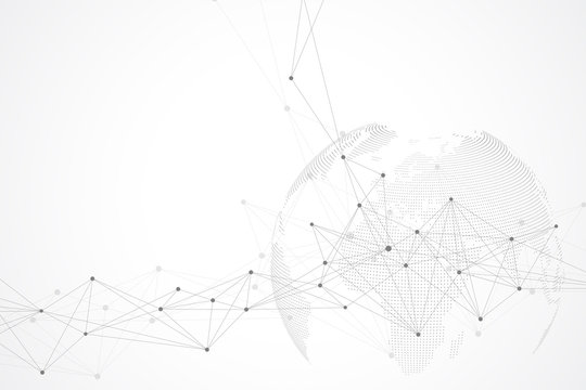 Virtual Graphic Background Communication with World Globe. A sense of science and technology. Digital data visualization. Vector illustration