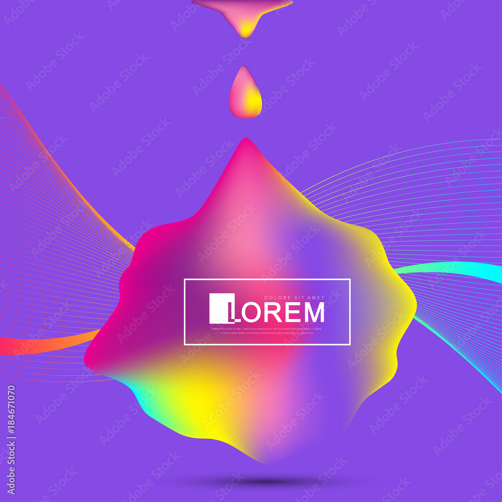 Poster Abstract background with fluid multicolored drop.. Futuristic trendy design. Modern vector template for your design