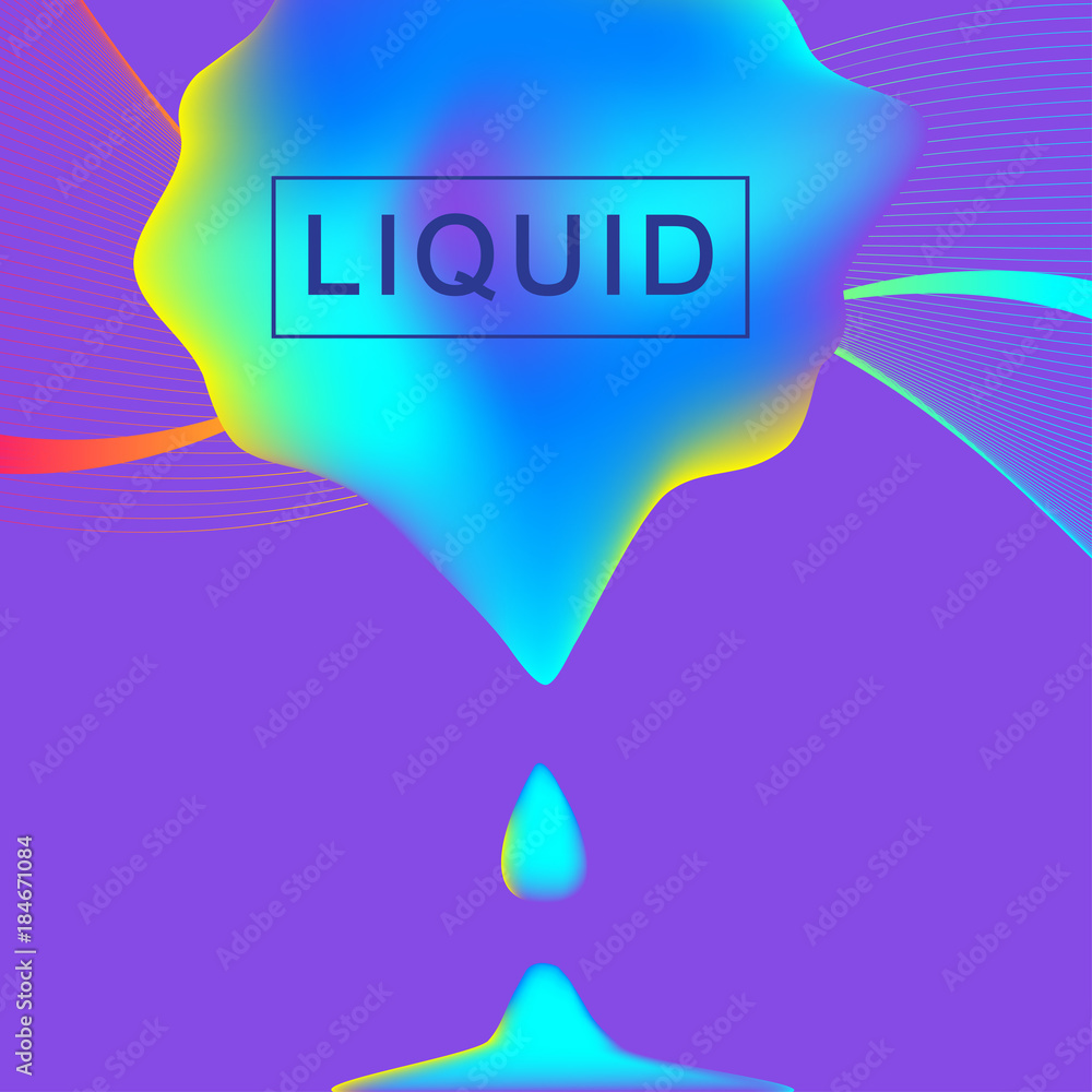 Aufkleber Abstract background with fluid multicolored drop.. Futuristic trendy design. Modern vector template for your design