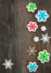 Christmas ginger and honey colorful cookies