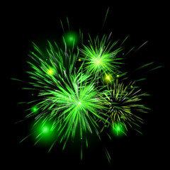 fireworks color green on black background