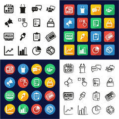 Election All in One Icons Black & White Color Flat Design Freehand Set