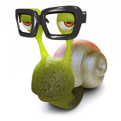 3d Funny cartoon snail wearing glasses © Steve Young