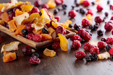 Dried fruits and berries.