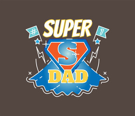 Super Dad illustrated vector badge 