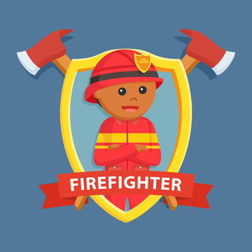 African firefighter in emblem
