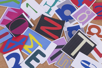 Alphabet Words Colorful on cork board Background