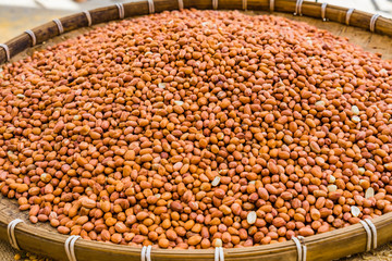 Brown Peanuts in the tray at the market