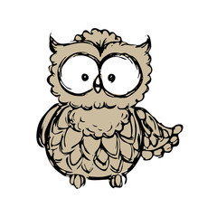 Cute owl,hand drawn mascot