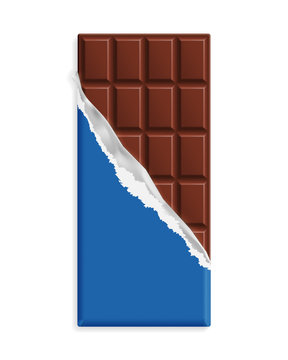 Milk chocolate bar in a blue wrapper