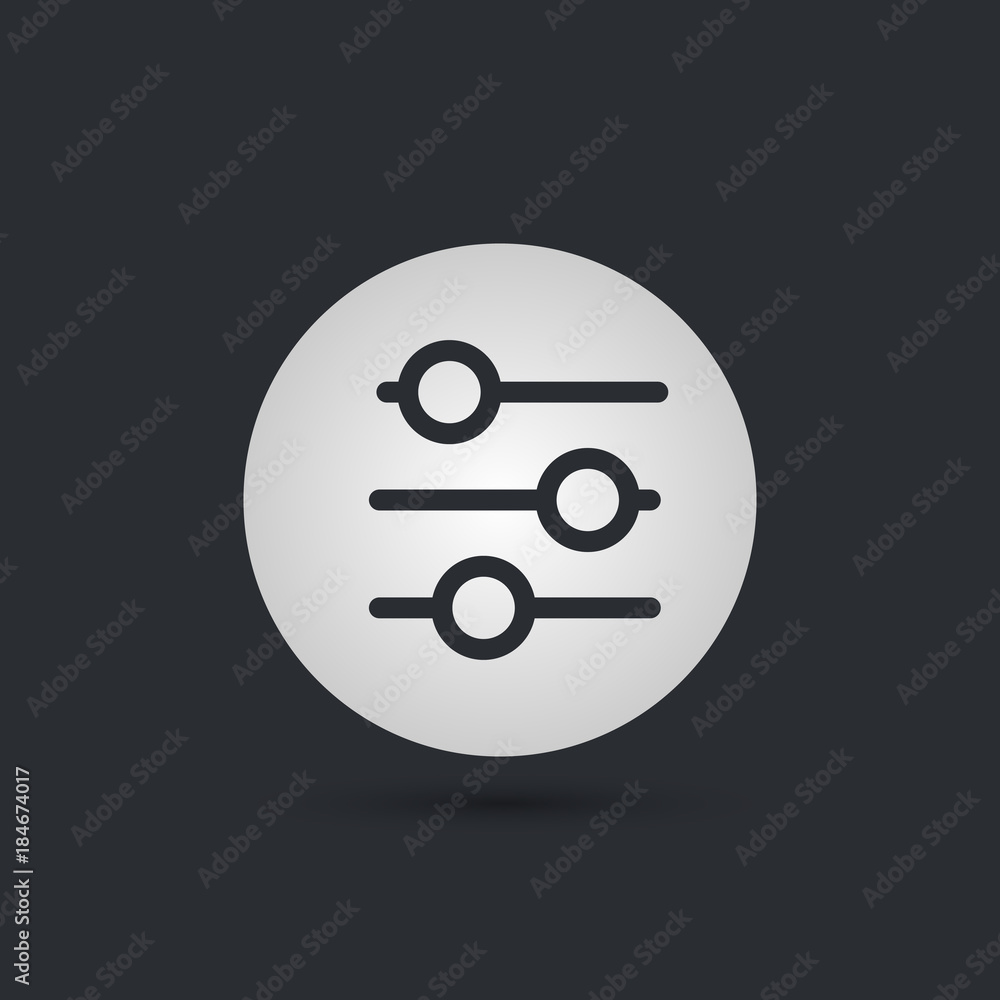 Poster filter control isolated minimal icon. settings line vector icon for websites and mobile on dark back