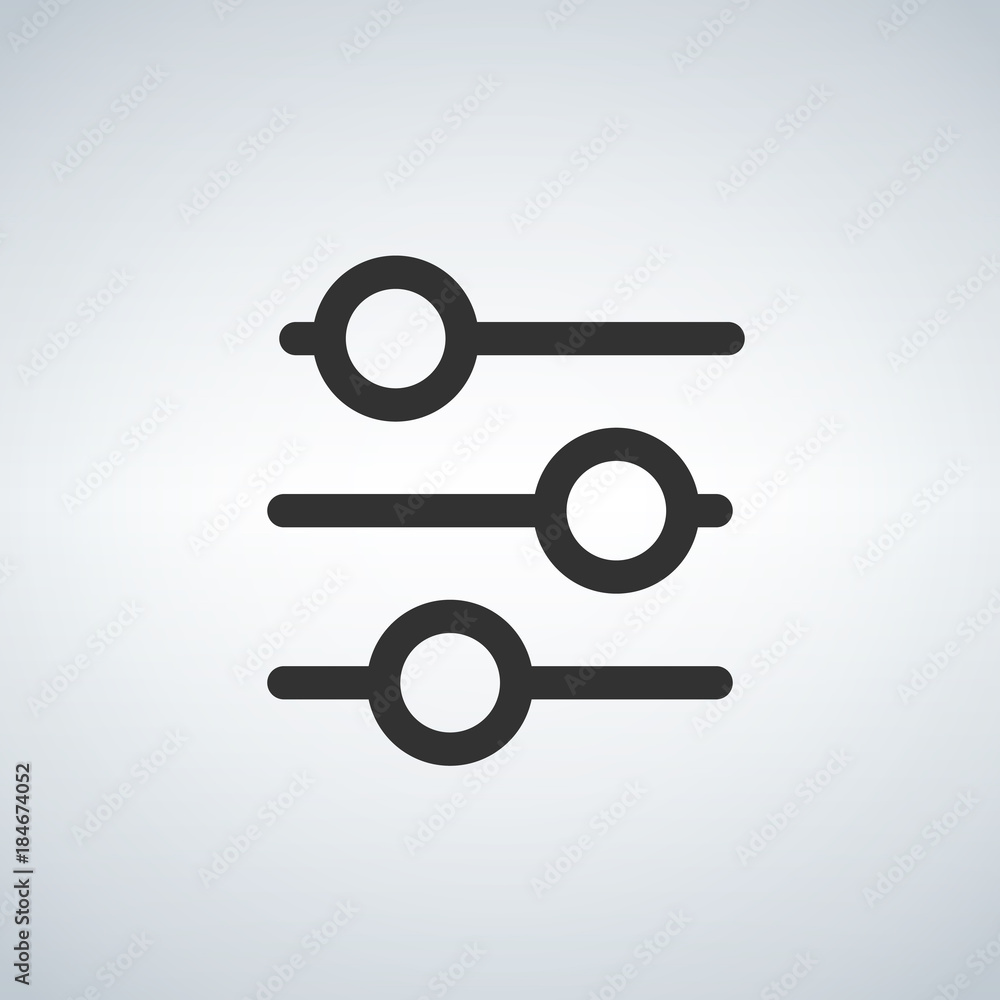 Poster filter control isolated minimal icon. settings line vector icon for websites and mobile on light bac