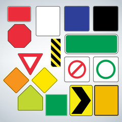 Set of road signs templates. Make your own road sign.