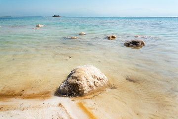 Crystallization of salt in Dead sea, Israel.
