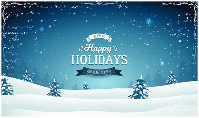 Vintage Wide Christmas Landscape © benchart