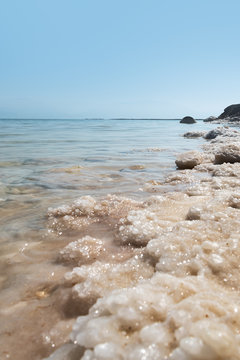 Crystallization of salt in Dead sea, Israel.