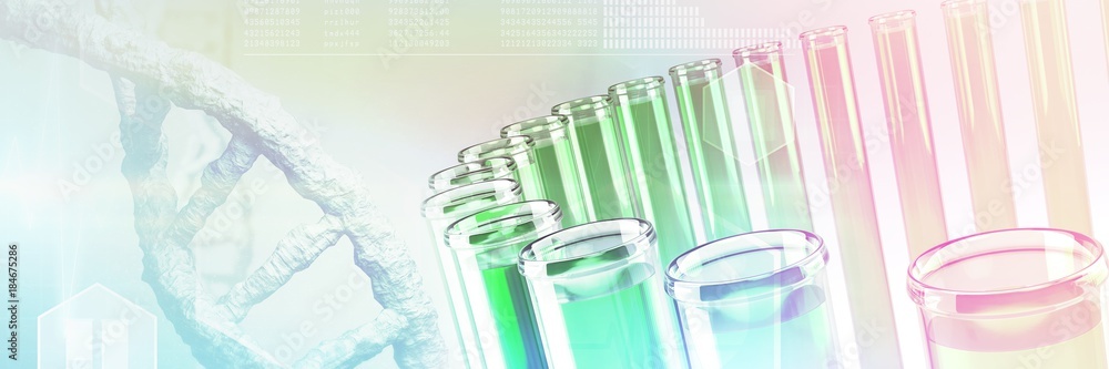 Poster composite image of digital image of dna helix