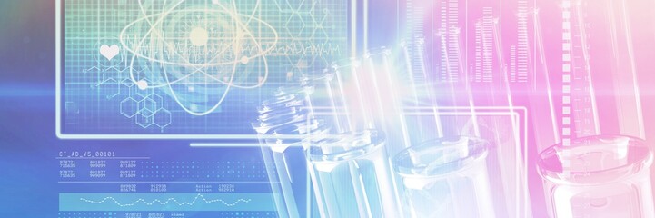 Composite image of atom and dna helix interface
