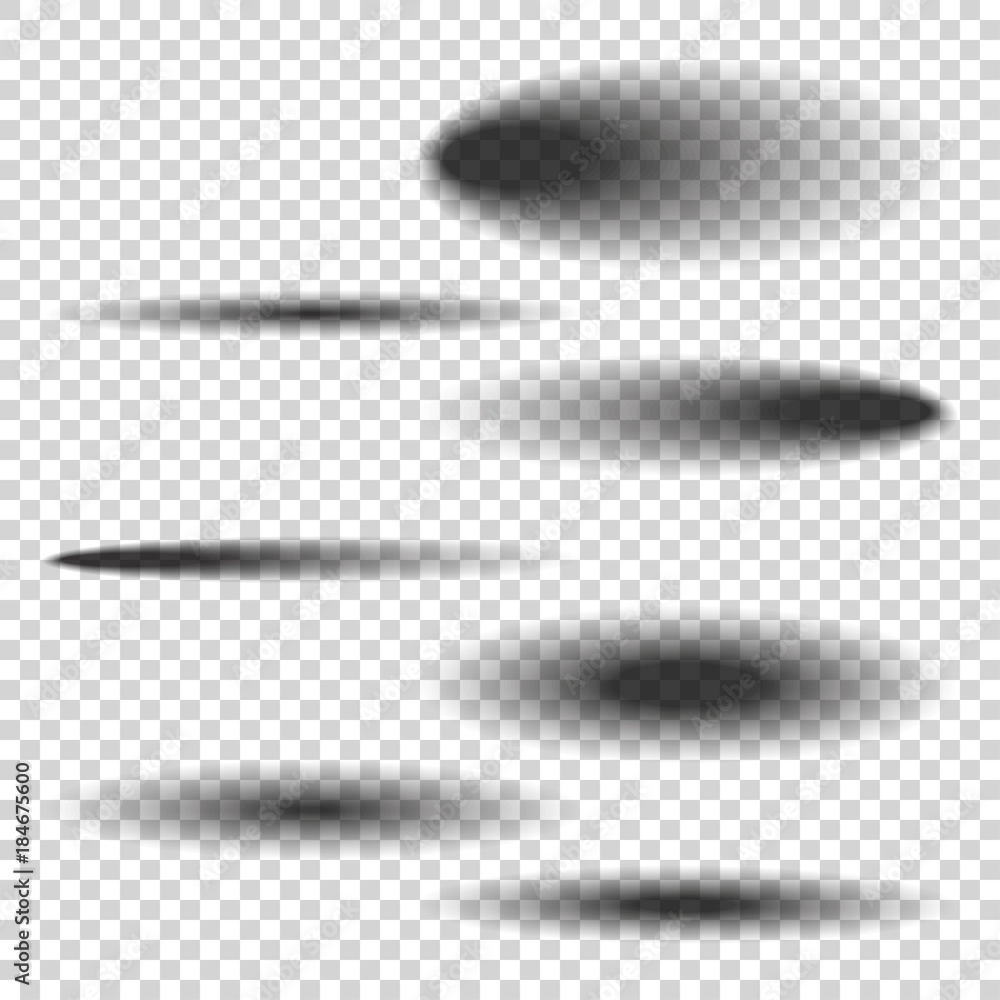 Poster set oval shadows for your design isolated on transparent vector background