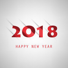 Simple Red and White New Year Card, Cover or Background Design Template - 2018 