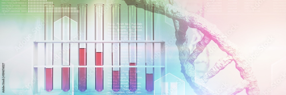 Poster composite image of digital image of dna helix