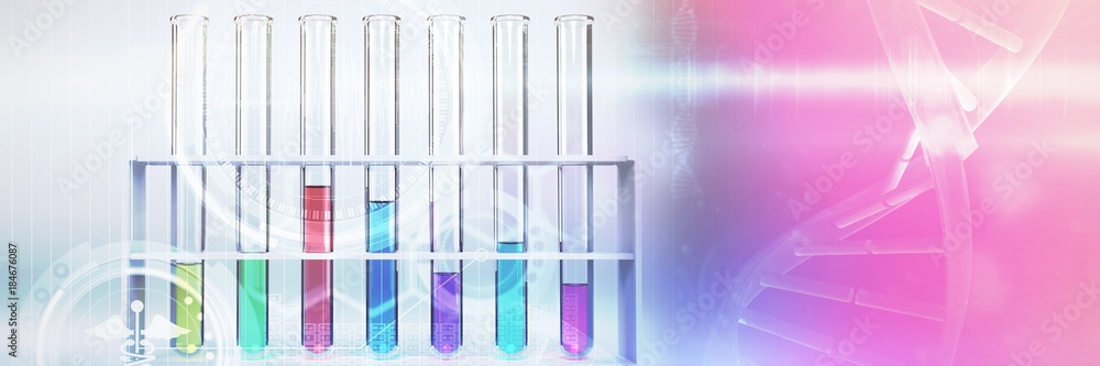 Poster composite image of digital composite image of dna helix
