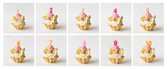 set of cakes with figures for birthday, smash cake, decor