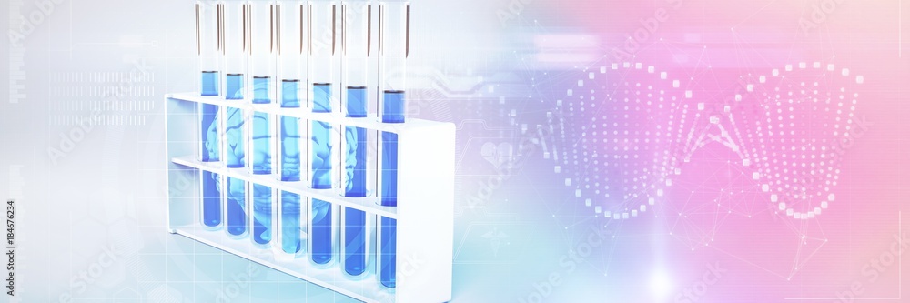 Poster composite image of dna helix and brain interface