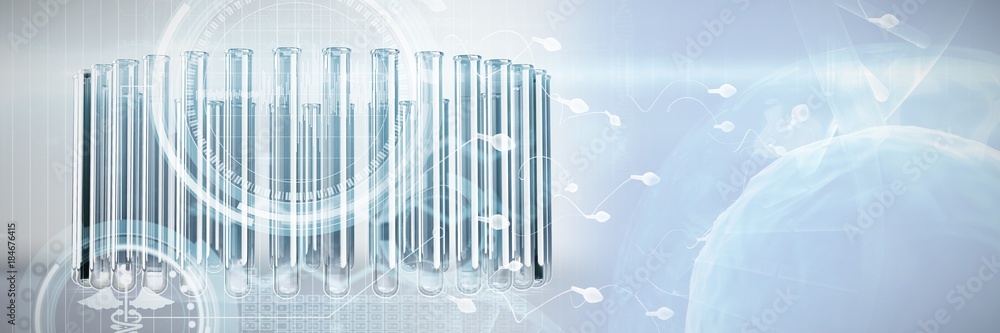 Poster composite image of digital composite image of dna helix